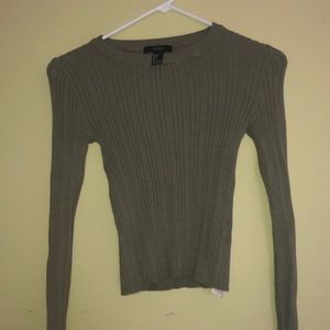 Olive Long sleeve tight cropped sweater